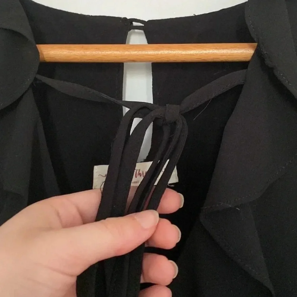 American Threads Black Long Sleeved Ruffle Dress Size Small - Picture 5 of 8